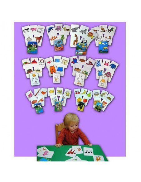 Tarjetas del juego infantil formar familias animales Henbea