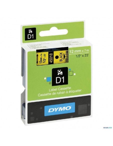 CINTA DYMO D1 NEGRO AMARILLO 12 MM X 7 M