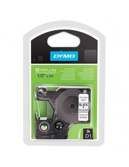 CINTA DYMO D1 NEGRO TRANSPARENTE 9 MM X 7 M.