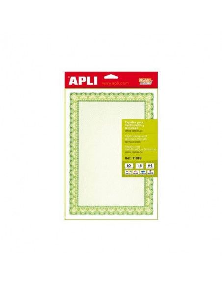 PAPEL PARA DIPLOMAS COLOR VERDE 115 GR 10 HOJAS FORMATO A4