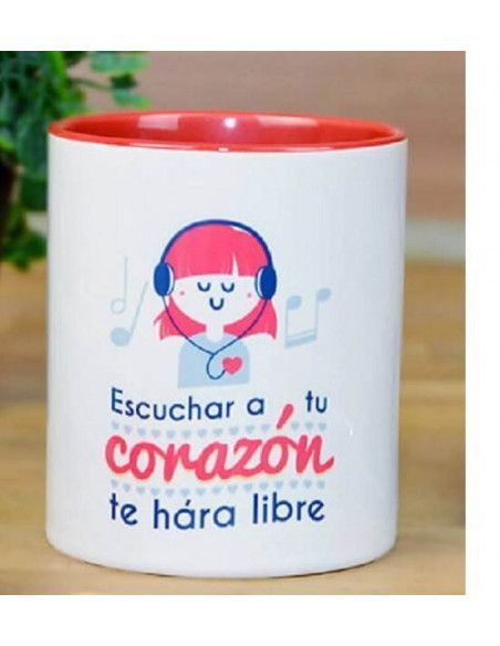 LA MENTE ES MARAVILLOSA TAZA DE CERAMICA `ESCUCHAR A TU CORAZON TE HARA LIBRE´