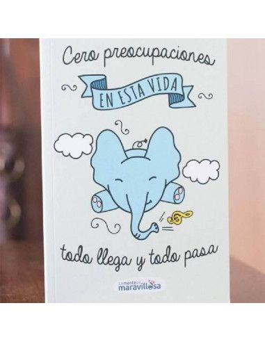 CUADERNO CON MENSAJE  A5 `CERO PREOCUPACIONES . EN ESTA VIDA TODO LLEGA Y TODO PASA´