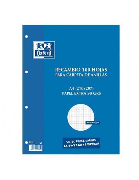 RECAMBIO A4 OXFORD 90GR 4X4 4 TALADROS
