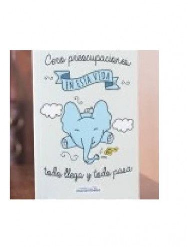 MENSAJE EN LIBRETA A5 `CERO PREOCUPACIONES EN ESTA VIDA TODO LLEGA Y TODO PASA´
