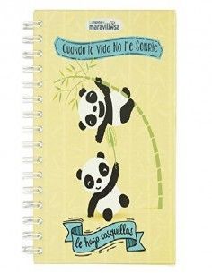 ESLOGAN EN LIBRETA SENCILLA A5 `CUANDO LA VIDA NO ME SONRIE . LE HAGO COSQUILLAS ´