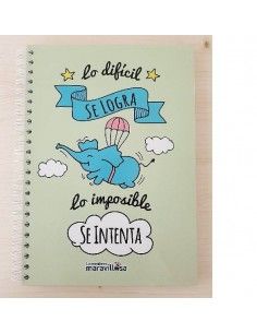 CARPETA CON MENSAJE LO DIFICIL`SE LOGRA . LO IMPOSIBLE SE INTENTA´