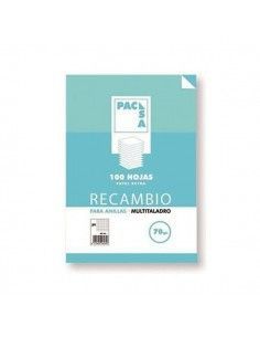 RECAMBIO DE HOJAS TAMAÑO FOLIO MULTITALADRO Y RAYADO DE CUADROS DE 4X4 MM 100 HOJAS