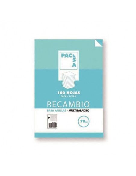 RECAMBIO DE HOJAS TAMAÑO FOLIO MULTITALADRO Y RAYADO DE CUADROS DE 4X4 MM 100 HOJAS