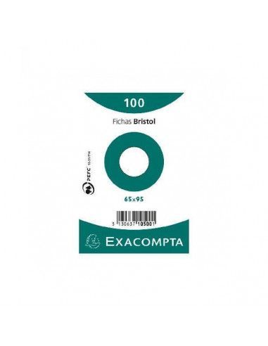 ESTUCHE DE 100 FICHAS BRISTOL DE 65X95 MM EN MODELO RAYADO LISO