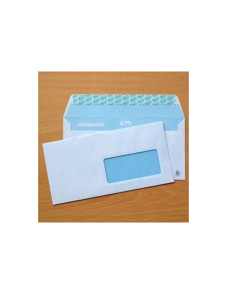 SOBRE AMERICANO BLANCO CON VENTANA 115 X 225 MM CON VENTANA DERECHA