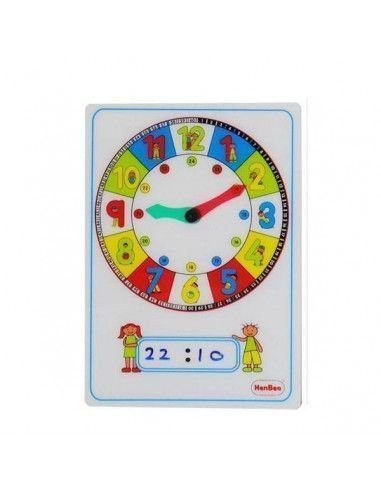 reloj didáctico manual Henbea con rotulador