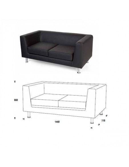 Sofá 2 plazas Rocada símil piel 145x77x66 cm