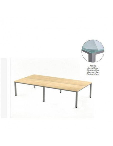 MESA DOBLE EXECUTIVE DE ROCADA 163X320 CM COLOR ALUMINIO / CRISTAL