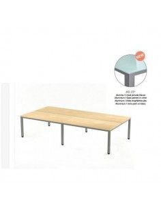 MESA DOBLE EXECUTIVE DE ROCADA 163X320 CM COLOR ALUMINIO / CRISTAL BLANCO