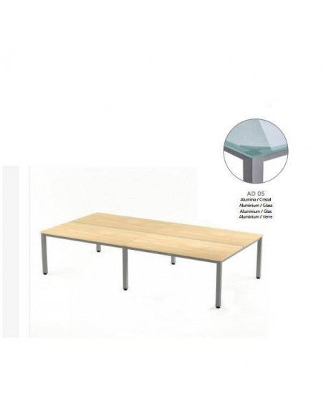 MESA DOBLE EXECUTIVE DE ROCADA 163X320 CM COLOR ALUMINIO / CRISTAL