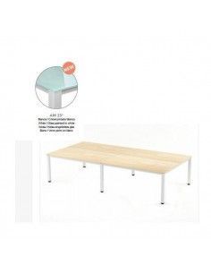 MESA DOBLE EXECUTIVE DE ROCADA 163X320 CM COLOR BLANCO / CRISTAL BLANCO