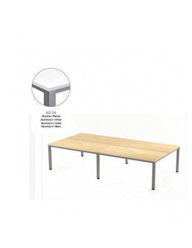 MESA EXECUTIVE DOBLE DE ROCADA 320x163 CM COLOR ALUMINIO / BLANCO