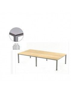 MESA EXECUTIVE DOBLE DE ROCADA 320x163 CM COLOR ALUMINIO / GRIS