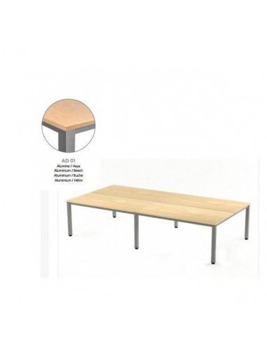 MESA EXECUTIVE DOBLE DE ROCADA 320x163 CM COLOR ALUMINIO / HAYA