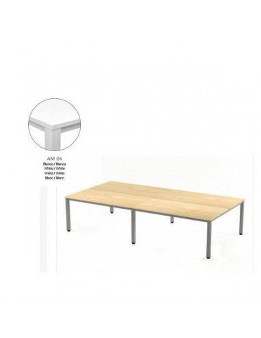 MESA EXECUTIVE DOBLE DE ROCADA 320x163 CM COLOR BLANCO / BLANCO