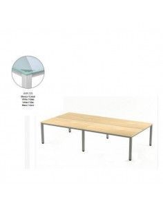 MESA EXECUTIVE DOBLE DE ROCADA 320x163 CM COLOR BLANCO / CRISTAL