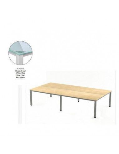 MESA EXECUTIVE DOBLE DE ROCADA 320x163 CM COLOR BLANCO / CRISTAL