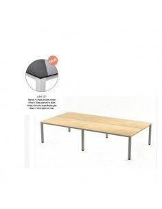 MESA EXECUTIVE DOBLE DE ROCADA 320x163 CM COLOR BLANCO / CRISTAL NEGRO