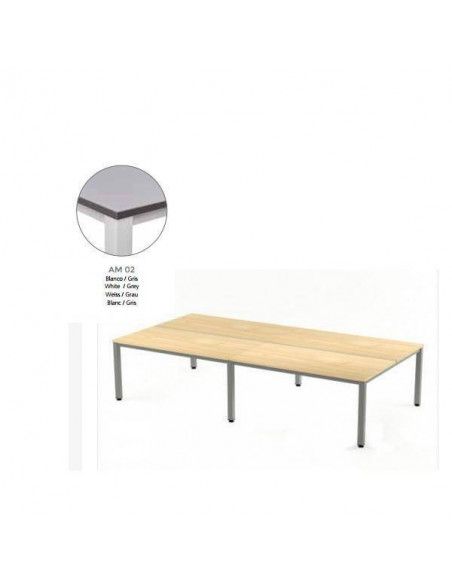 MESA EXECUTIVE DOBLE DE ROCADA 320x163 CM COLOR BLANCO / GRIS