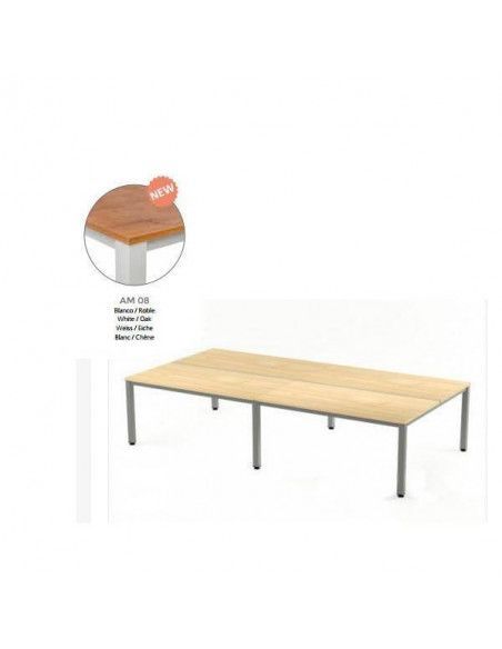 MESA EXECUTIVE DOBLE DE ROCADA 320x163 CM COLOR BLANCO/ ROBLE