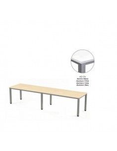 MESA EXECUTIVE DOBLE DE ROCADA 320x80 CM COLOR ALUMINIO / BLANCO