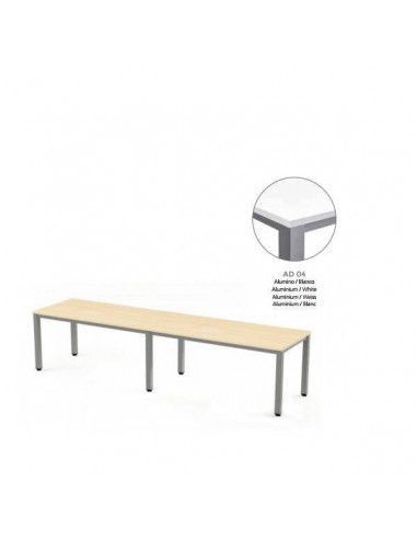 MESA EXECUTIVE DOBLE DE ROCADA 320x80 CM COLOR ALUMINIO / BLANCO