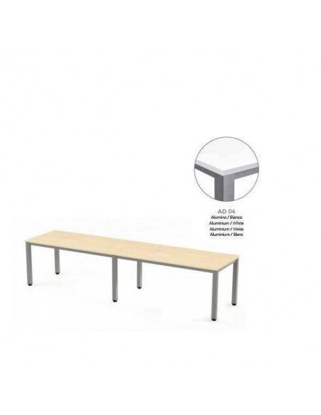 MESA EXECUTIVE DOBLE DE ROCADA 320x80 CM COLOR ALUMINIO / BLANCO