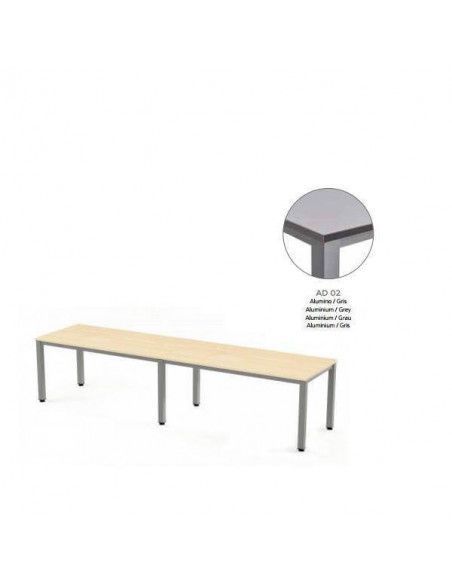 MESA EXECUTIVE DOBLE DE ROCADA 320x80 CM COLOR ALUMINIO / GRIS