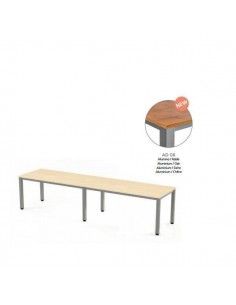 MESA EXECUTIVE DOBLE DE ROCADA 320x80 CM COLOR ALUMINIO/ ROBLE