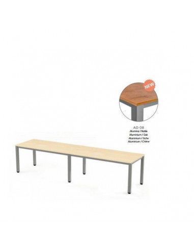MESA EXECUTIVE DOBLE DE ROCADA 320x80 CM COLOR ALUMINIO/ ROBLE