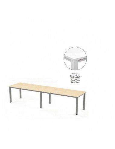MESA EXECUTIVE DOBLE DE ROCADA 320x80 CM COLOR BLANCO / BLANCO