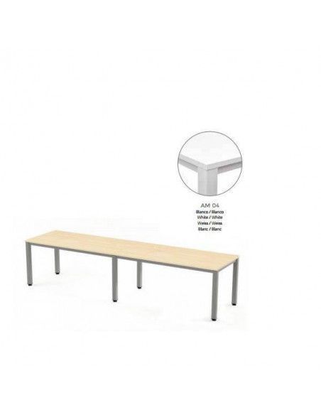 MESA EXECUTIVE DOBLE DE ROCADA 320x80 CM COLOR BLANCO / BLANCO