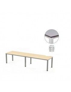MESA EXECUTIVE DOBLE DE ROCADA 320x80 CM COLOR BLANCO / GRIS