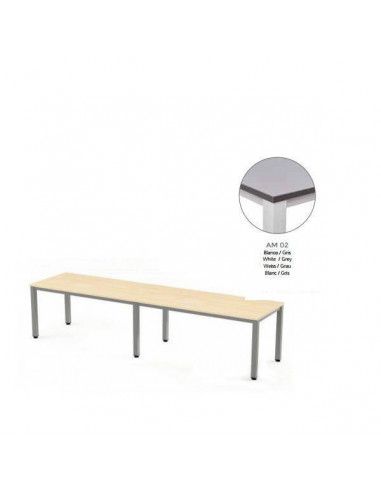 MESA EXECUTIVE DOBLE DE ROCADA 320x80 CM COLOR BLANCO / GRIS