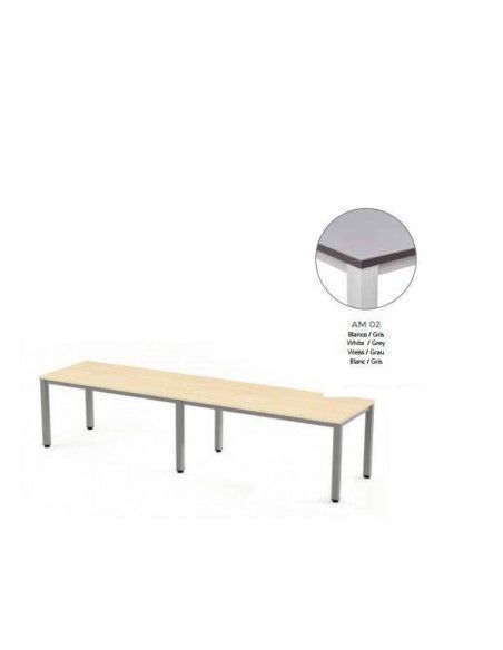 MESA EXECUTIVE DOBLE DE ROCADA 320x80 CM COLOR BLANCO / GRIS