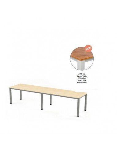 MESA EXECUTIVE DOBLE DE ROCADA 320x80 CM COLOR BLANCO/ ROBLE