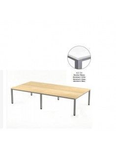 MESA EXECUTIVE DOBLE DE ROCADA 320x163 CM COLOR  ALUMINIO / BLANCO