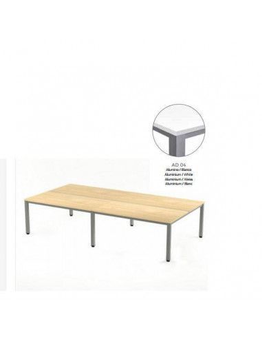 MESA EXECUTIVE DOBLE DE ROCADA 320x163 CM COLOR  ALUMINIO / BLANCO