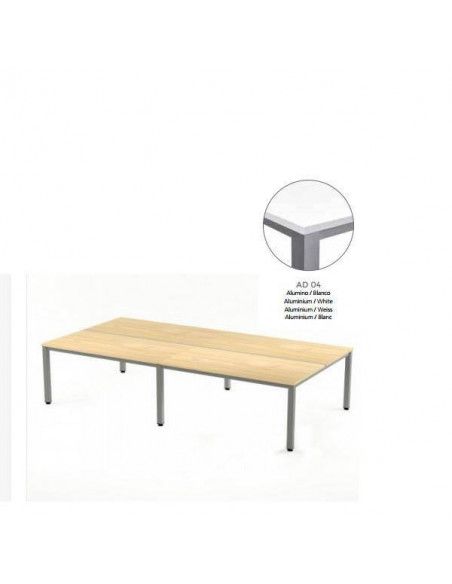 MESA EXECUTIVE DOBLE DE ROCADA 320x163 CM COLOR  ALUMINIO / BLANCO