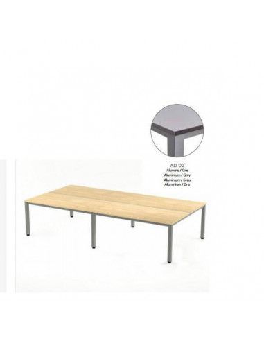 MESA EXECUTIVE DOBLE DE ROCADA 320x163 CM COLOR ALUMINIO / GRIS