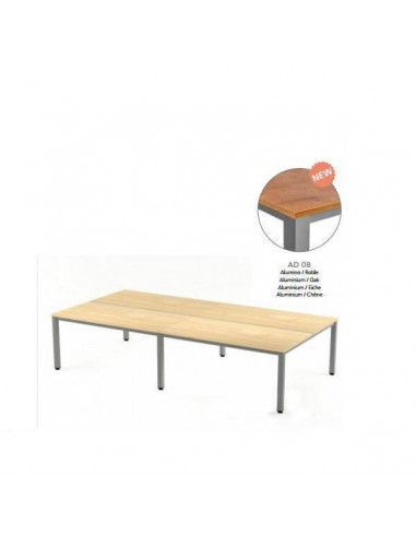 MESA EXECUTIVE DOBLE DE ROCADA 320x163 CM COLOR ALUMINIO/ ROBLE