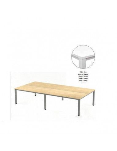 MESA EXECUTIVE DOBLE DE ROCADA 320x163 CM COLOR BLANCO / BLANCO