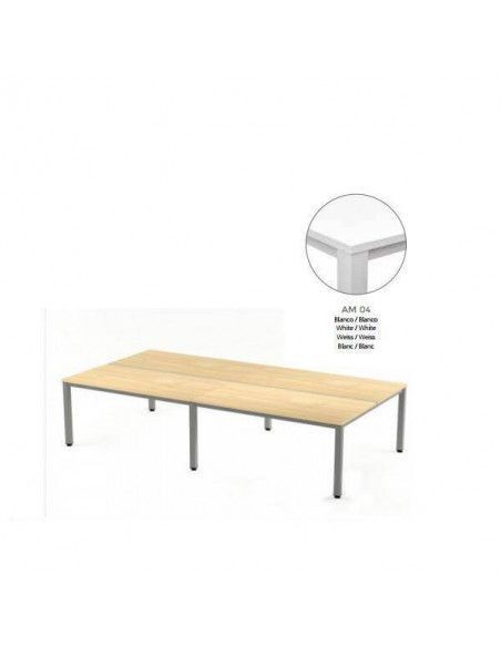 MESA EXECUTIVE DOBLE DE ROCADA 320x163 CM COLOR BLANCO / BLANCO