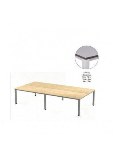 MESA EXECUTIVE DOBLE DE ROCADA 320x163 CM COLOR BLANCO / GRIS