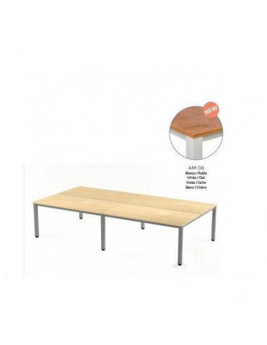 MESA EXECUTIVE DOBLE DE ROCADA 320x163 CM BLANCO/ ROBLE